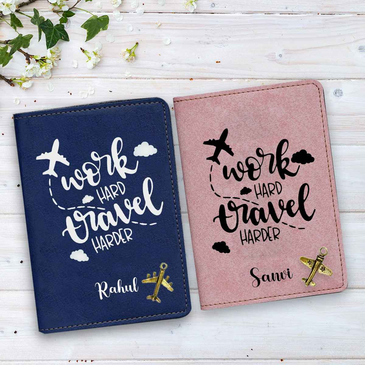 Customized Passport Covers Combo With Name & Charm