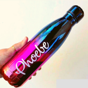 Gradient color steel water bottle with nameGradient color bottle with name