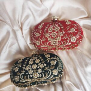 customized embroidered clutches