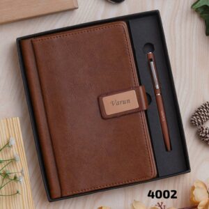Brown Customized Flip Lock Diary