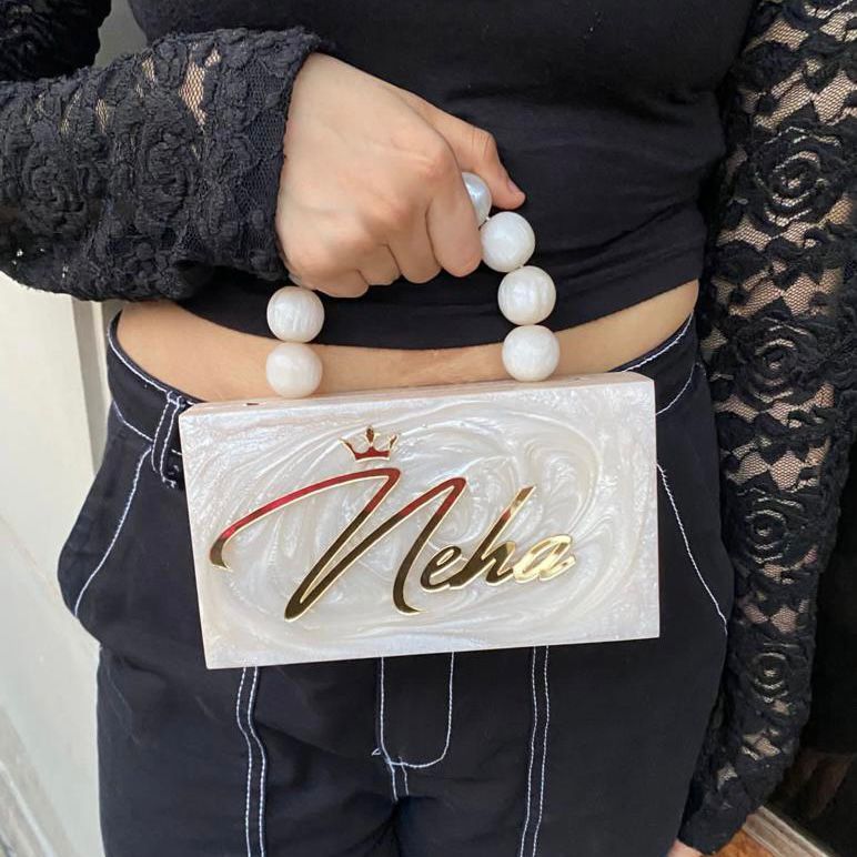 Personalized clutch bag in cream color / Foldover clutch purse / Bridesmaid  gift / Wedding clutch - Accessories