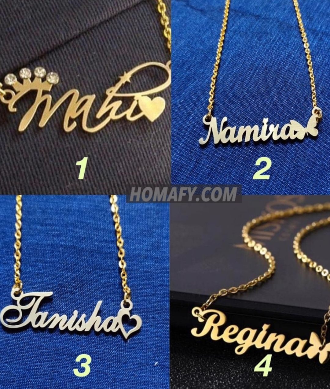 Gold Plated Name Pendant - All Designs - Homafy