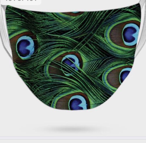 peacock feather print mask