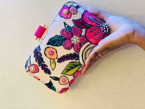 Custom Made Romantic Clutch Purse With Handmade Flower Adornment And  Pearls- Blush by The Button Tree Co. | CustomMade.com