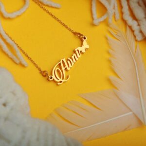 Customized name pendant with butterfly
