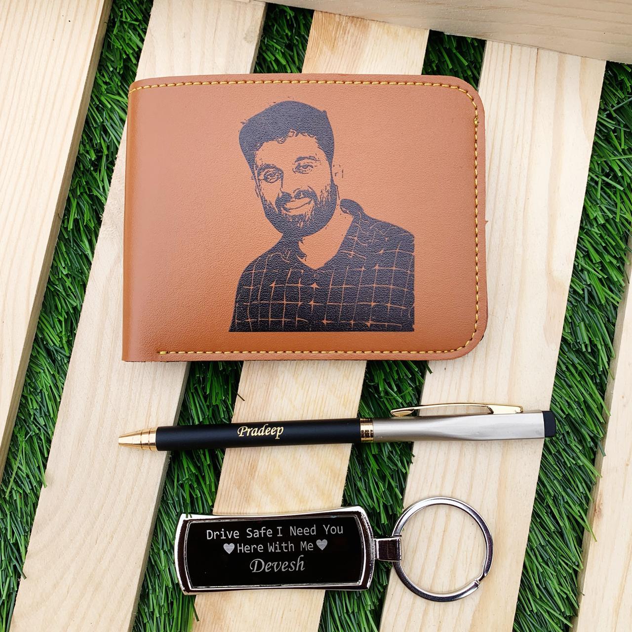 Sketch Wallet  Customized Photo engraved wallet For Men