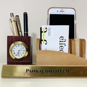 Pen stand and card holder with name