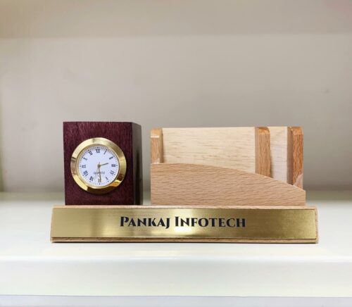 Pen stand and card holder with name