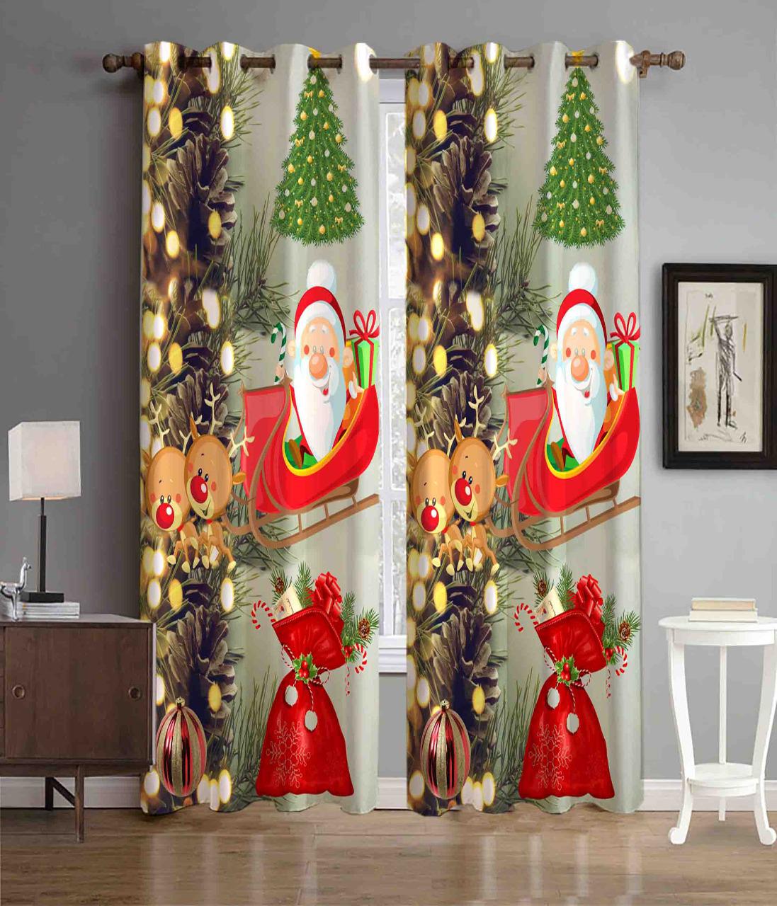 Christmas Theme Santa Curtains - HoMafy