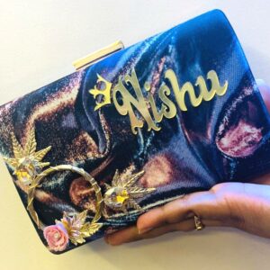 Printed Clutch with Brooch
