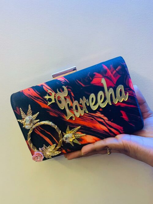 Customized Printed Clutch with Brooch