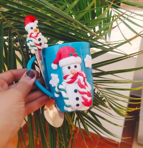 Customized Christmas Santa Mugs With Spoon