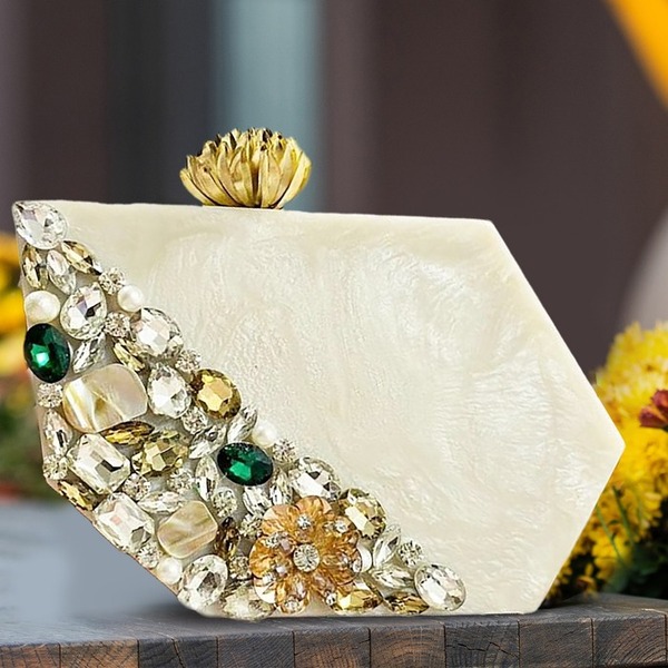 Royal resin clutch with brass handle and embellishments - V Handle – Crafty  Clutchz - The Handmade Store