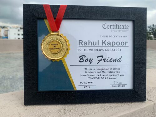 Valentine Special Certificate Frame With Medal