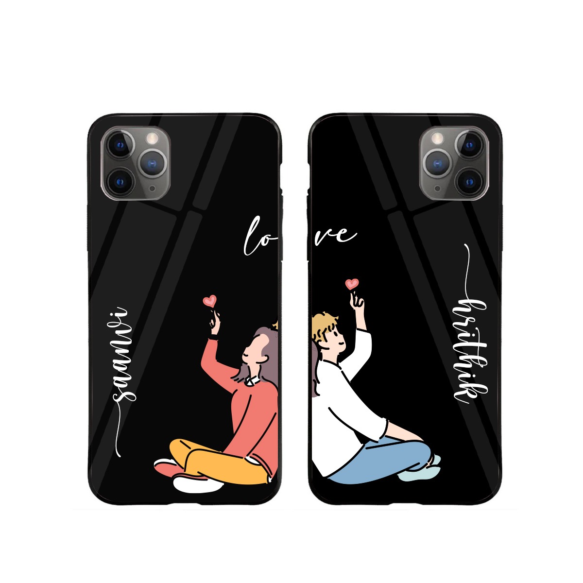 Customized Mobile Glass Covers For Couples Mobile Covers Combo