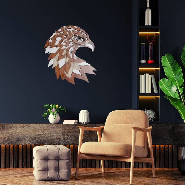 Wooden Eagle Head Layered Wall Art Decor - HoMafy