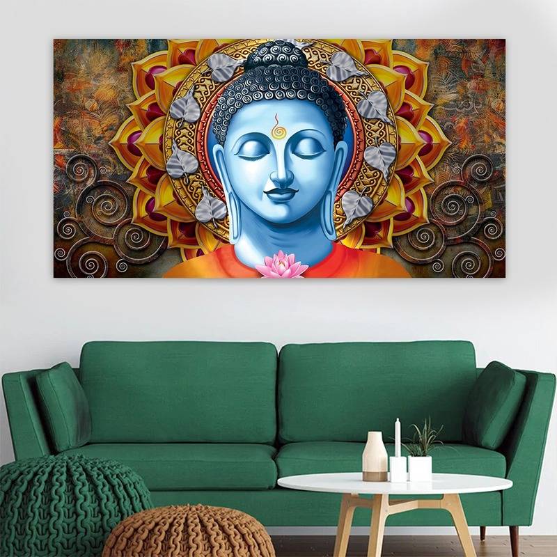 Vibrant Buddha Canvas Paintings - Canvas Art for Home Office