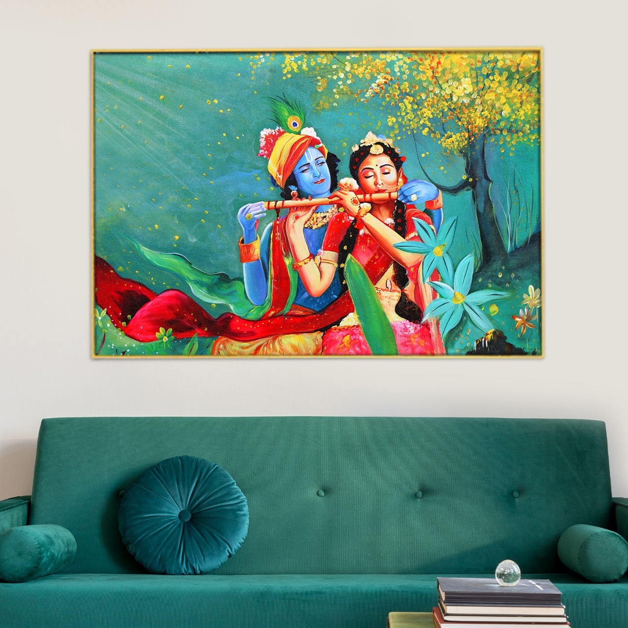 Radha Krishna With Flute Canvas Painting Canvas Paintings HoMafy   WhatsApp Image 2022 09 07 At 3.07.46 PM 