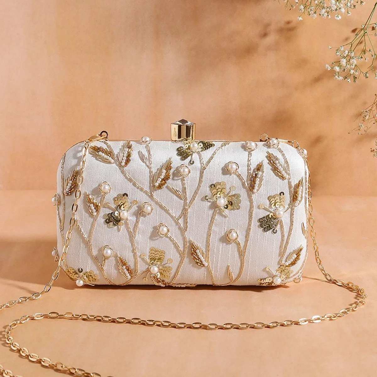 pearl embroidered purse