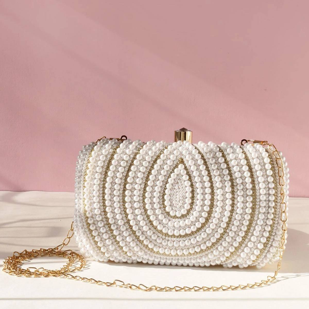 Tipsy Closet Pearl Bags for Women Stylish | White Pearl Tote Bags Woman |  Moti Bag Purse | Wedding Party Beads Evening Clutch | Tote Handbag |  Crystal Bags | Handmade Beaded Bag : Amazon.in: Fashion