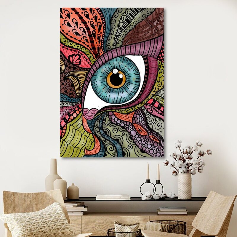 Colorful Eye Modern Art Canvas Painting | Eye Abstract Canvas Art - HoMafy