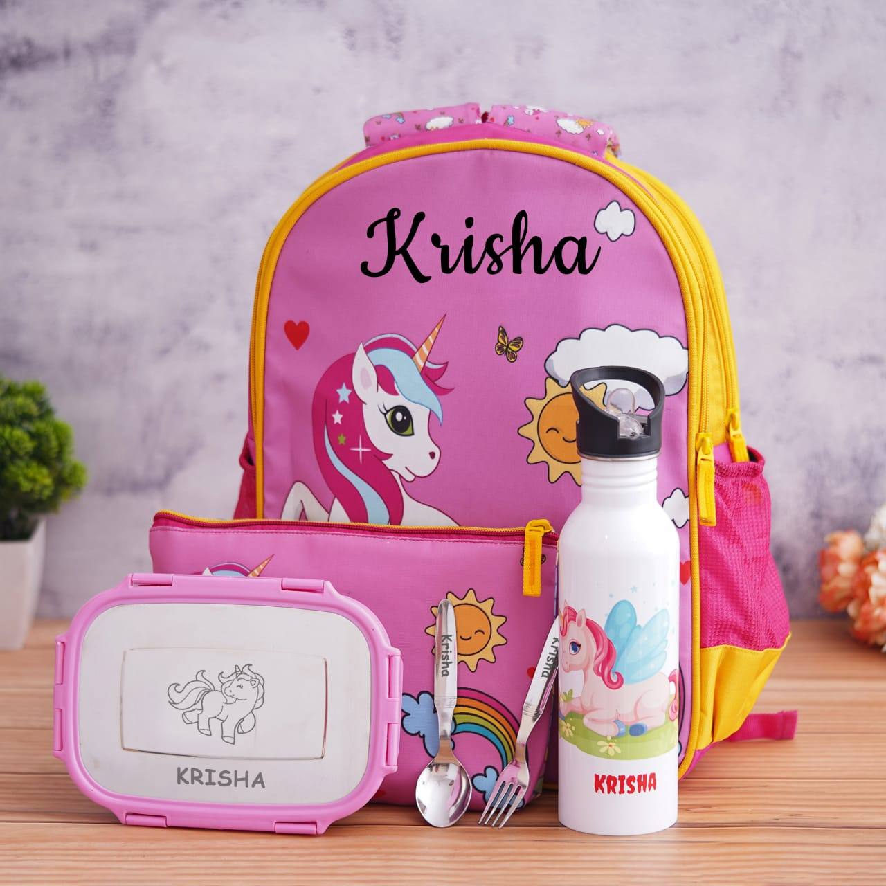 Priceless Deals Unicorn Printed Classy Backpack & Flip Water Bottle| Bag  For Girls 16 L Backpack Pink - Price in India | Flipkart.com