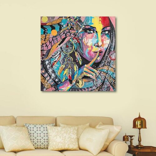 Modern Art Girl Face Canvas Painting | Woman Abstract Painting - HoMafy