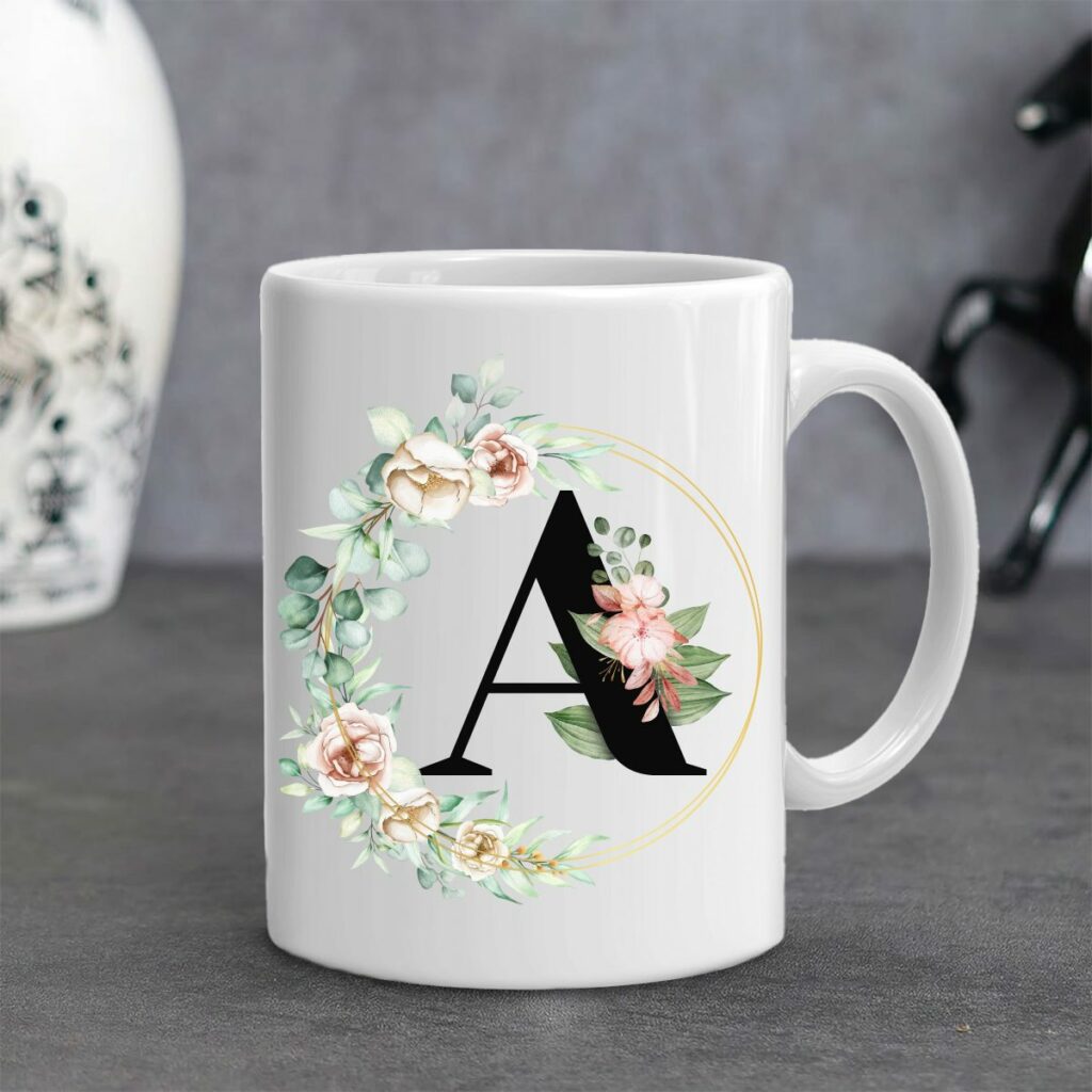 Customized Alphabet Mugs Customized Mugs Initial Mugs Monogram Cups