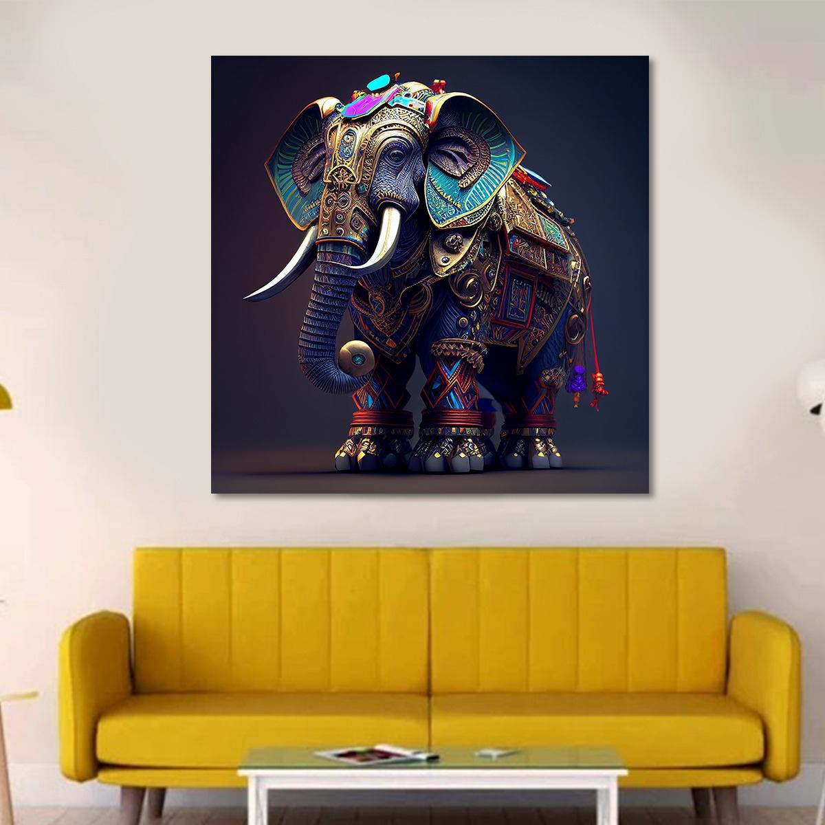 3d Royal Elephant Canvas Painting Canvas Painting Collection Homafy