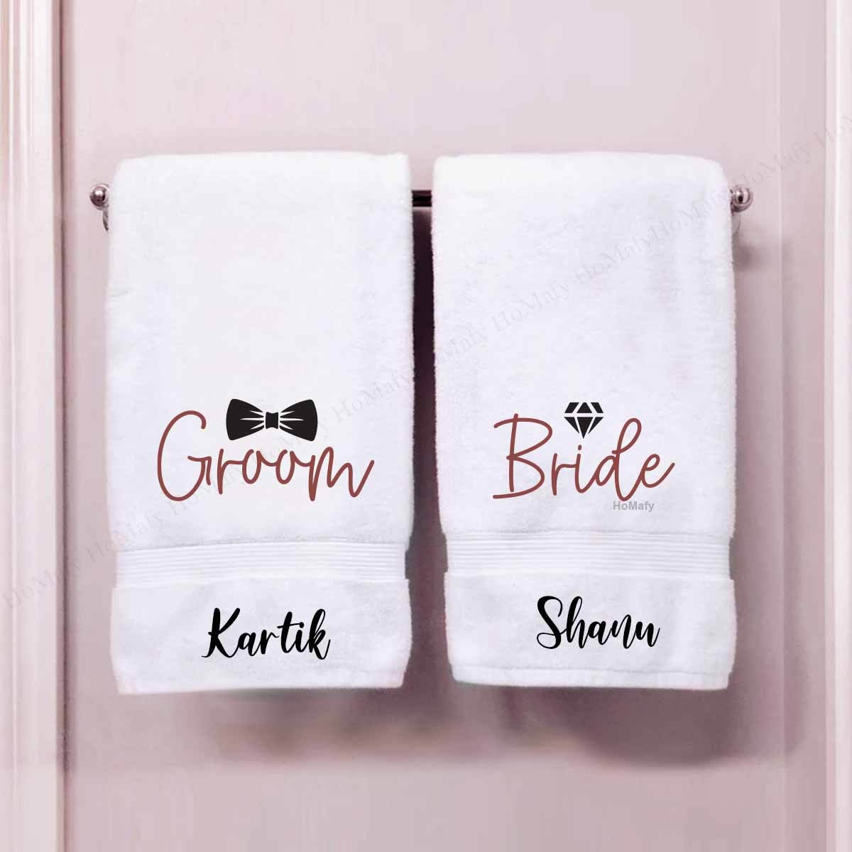 Bride & Groom Towel Set - Wedding Gift For Couple | Anniversary Gift |
