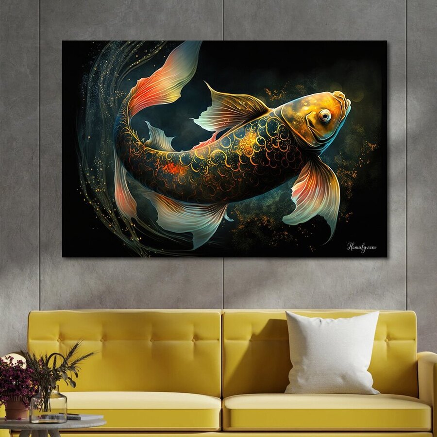 Lucky Gold Fish Canvas Painting For Living Room