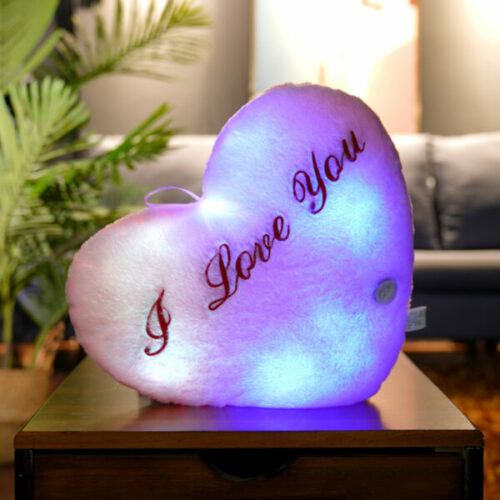 Heart Shaped “I Love You” LED Glow Stuffed Pillow