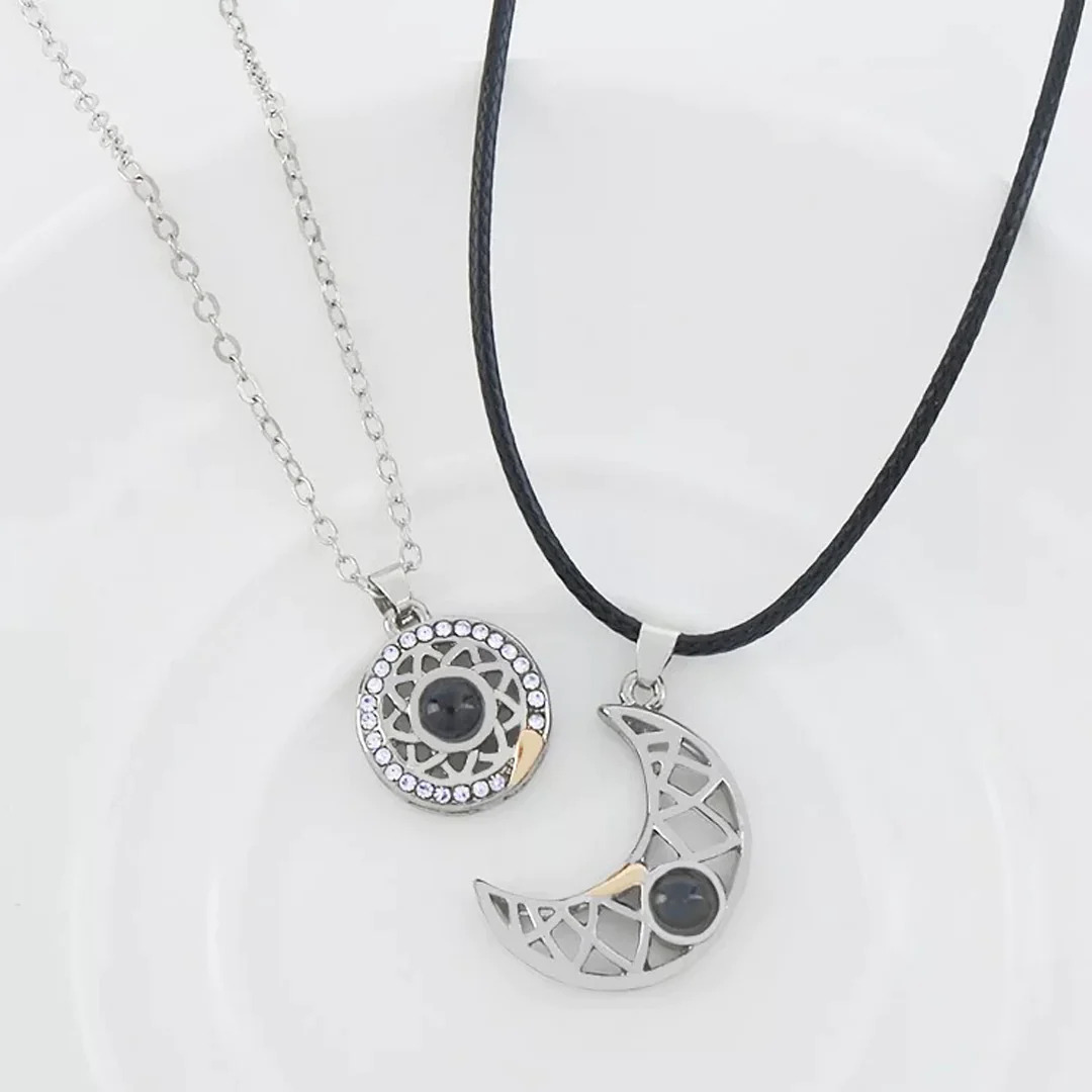 14K Magenta Sapphire Crescent Moon Necklace | LUNESSA