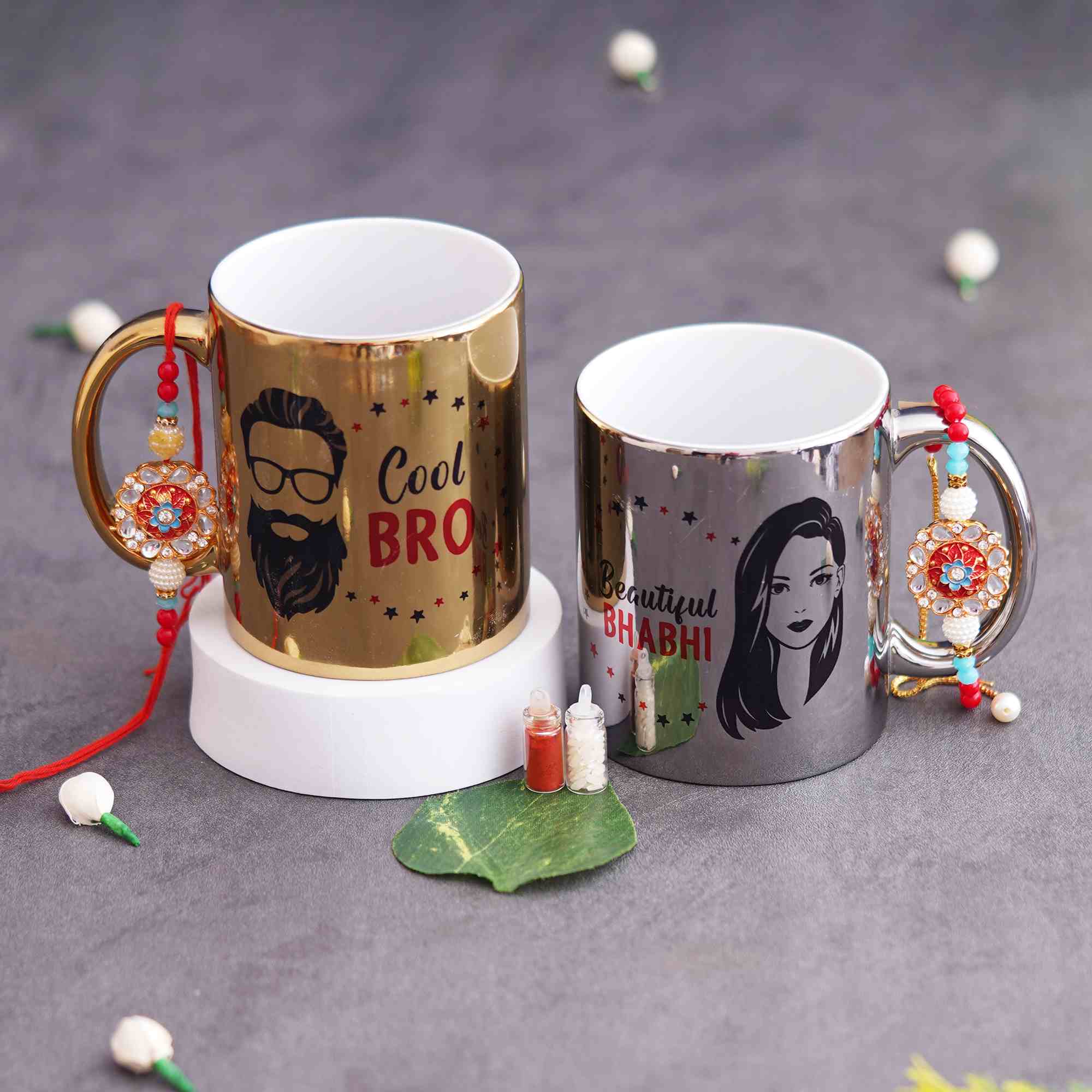 Bhai bhabhi rakhi combo | Mugs for bhai bhabhi | Rakhi gifts - Homafy