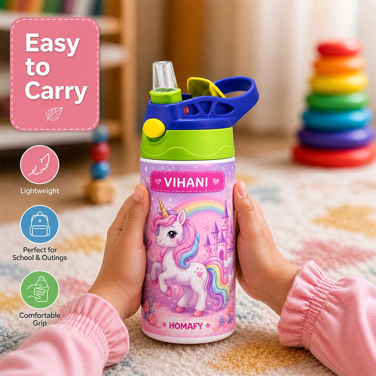 Magical Unicorn Horse Kids Sipper Bottle - Image 3