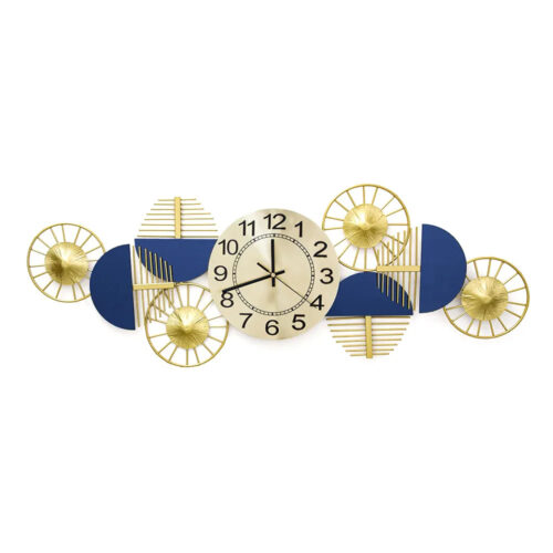 Blue and Gold Metal Wall Clock (1)