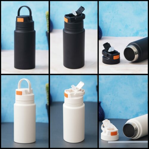 Premium 700ml Hot and Cold Bottle with Straw Cap and Handle-