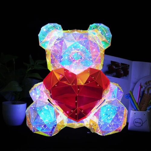 Glowing LED Teddy Bear with Red Heart-