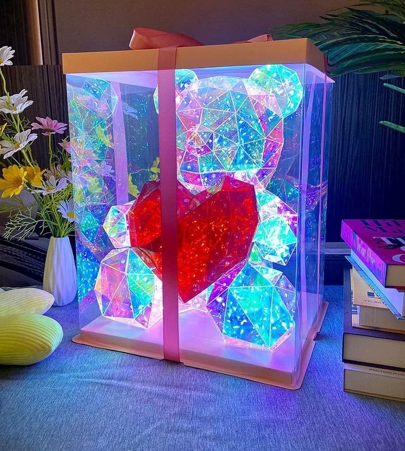 Glowing LED Teddy Bear with Red Heart
