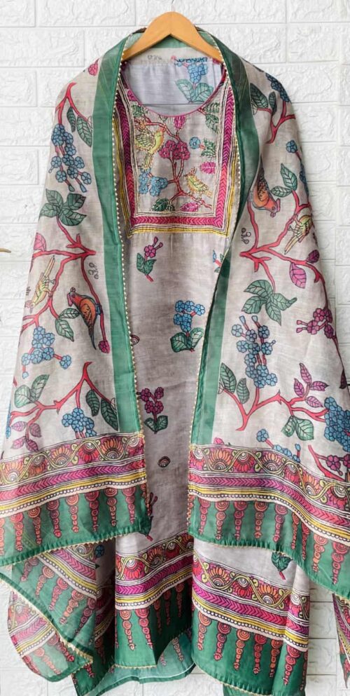 Floral print Chanderi suit (1)