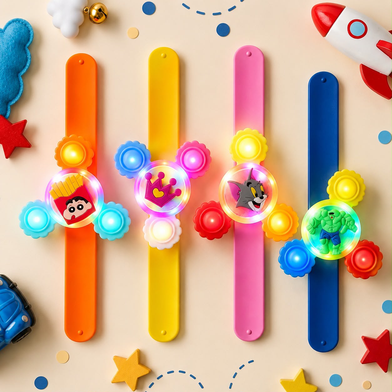 Cute Cartoon LED Spinner Rakhi For Kids
