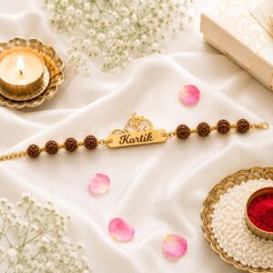 Sacred Om Name Rudraksh Bracelet Rakhi