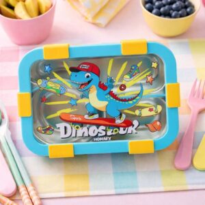 Dinosaur Designed Lunch Box For Kids With 3 Compartments