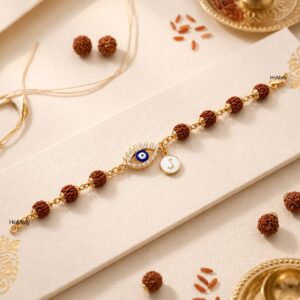Personalised Evil Eye Rudraksh Rakhi With Initials