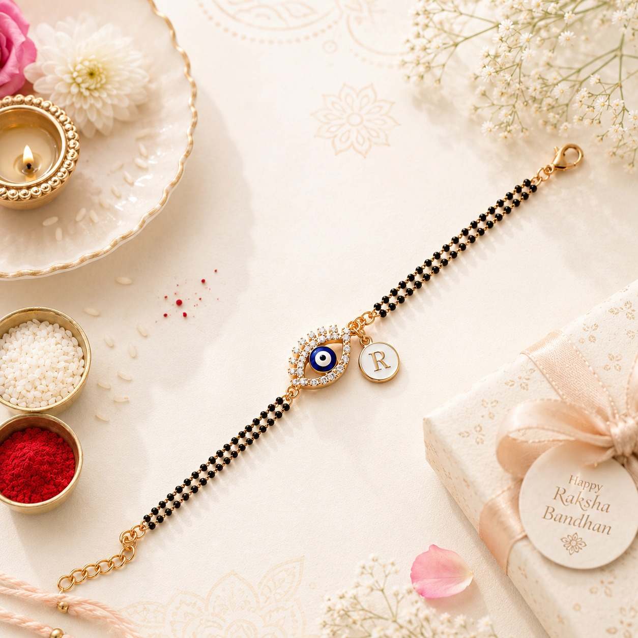 Customized Evil Eye Bracelet Lumba Rakhi - Image 2