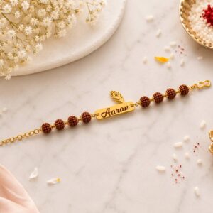 Spiritual Morpankh Rudraksh Rakhi With Name