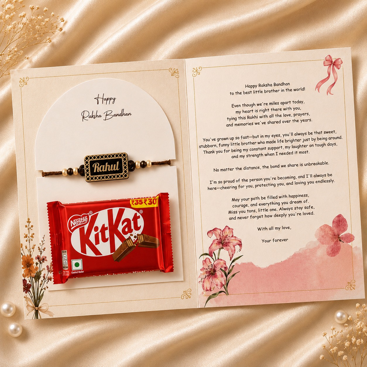 Customized Greeting Card With Rakhi - Image 2