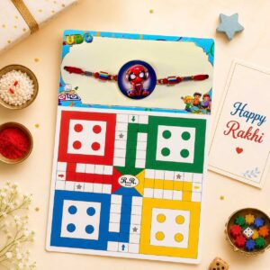 Ludo, Snake Ladder with Spinner Spider Rakhi for Kids