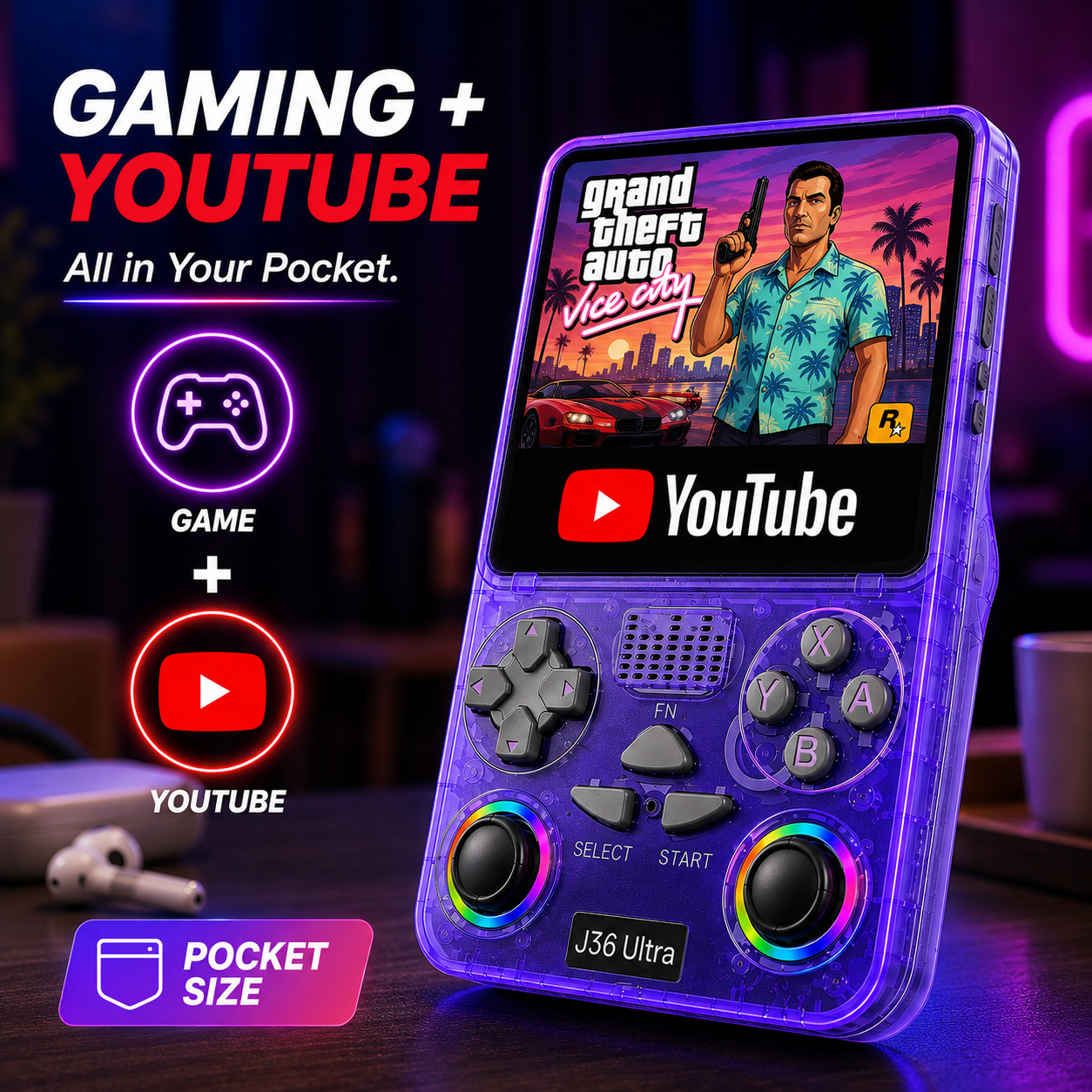 Homafy Handheld Retro Gamepod Pro 30,000+ Games & Youtube
