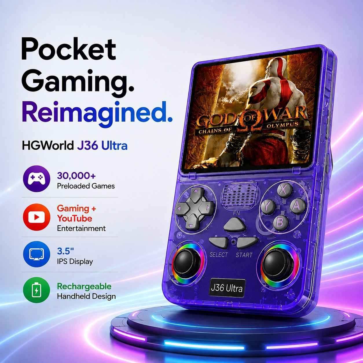 Homafy Handheld Retro Gamepod Pro 30,000+ Games & Youtube - Image 4